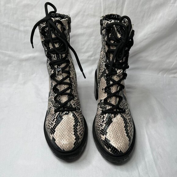 Marc Fisher Laboni Snake Print Lace-Up With Side Zip Combat Boots Womens 7.5 - Picture 4 of 12